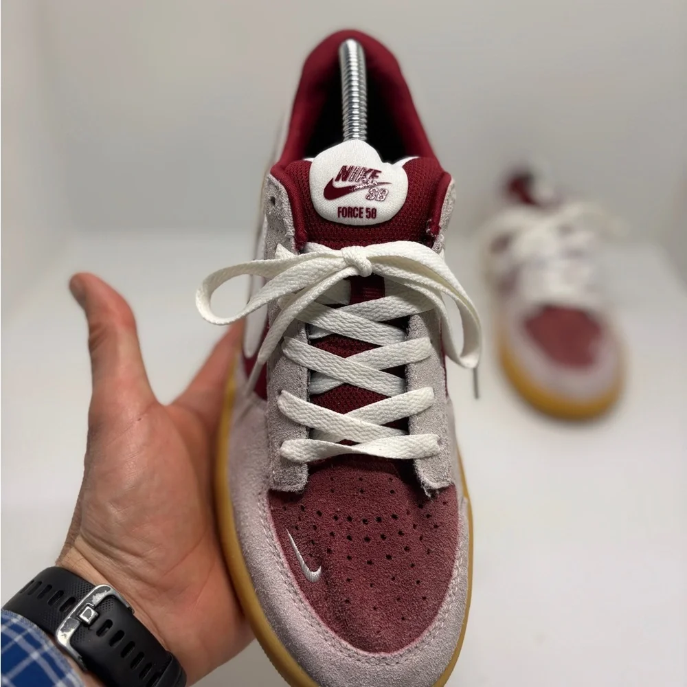 Nike SB Force 58 Red White Gum Sole Suede Sneakers Men’s 8.5 Skate Shoes - Picture 14 of 15